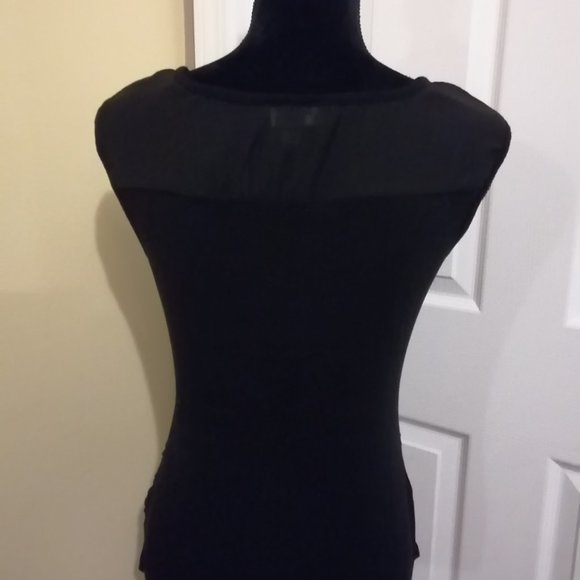 Black ruffle tank stop sheer shoulder - Picture 2 of 3